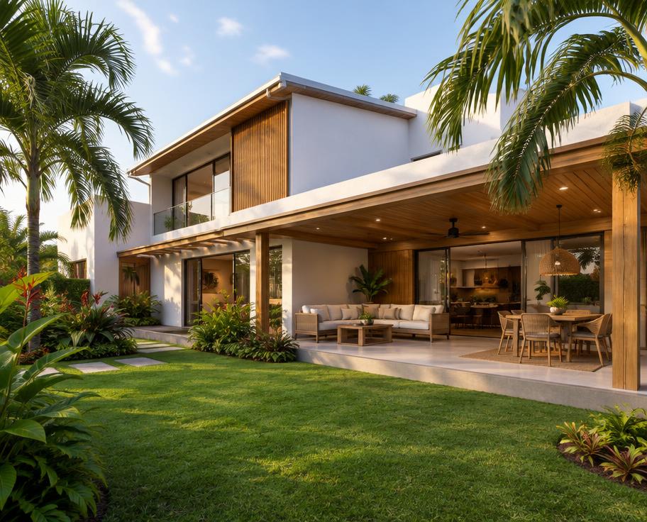Casa contemporánea con jardín y terraza